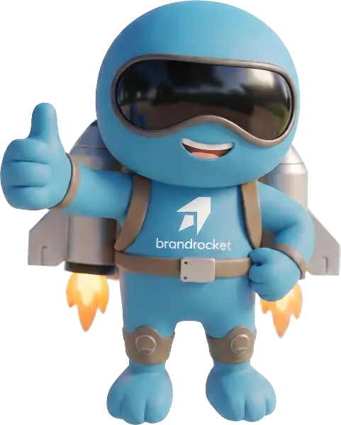 BrandRocket mascot giving a thumbs up
