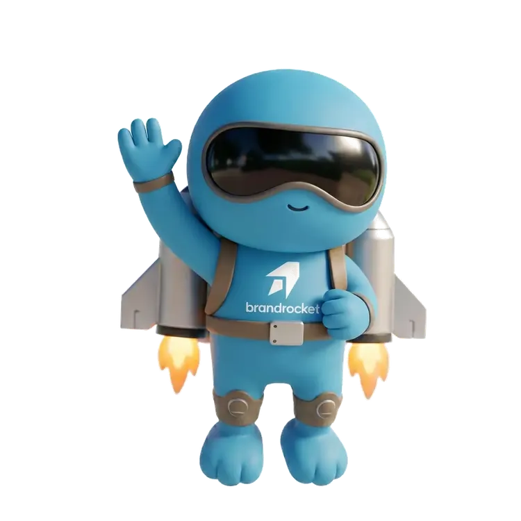 BrandRocket mascot waving